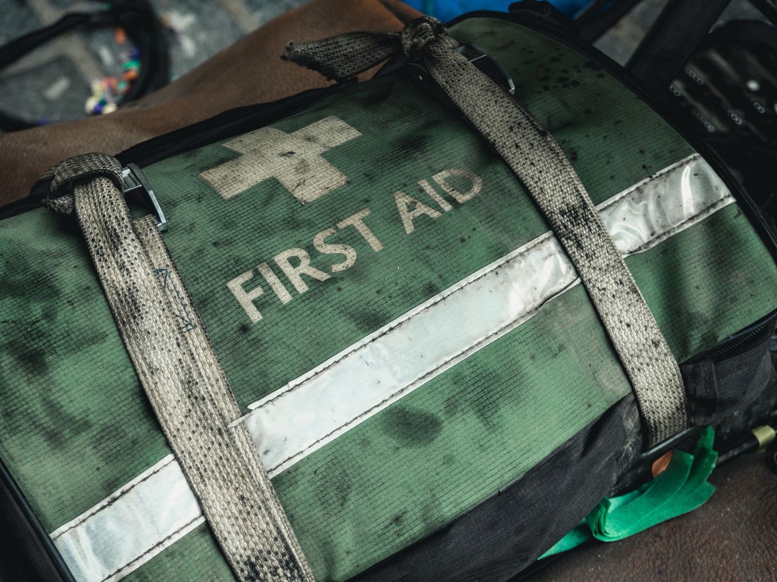 Green and black first aid kit bag
